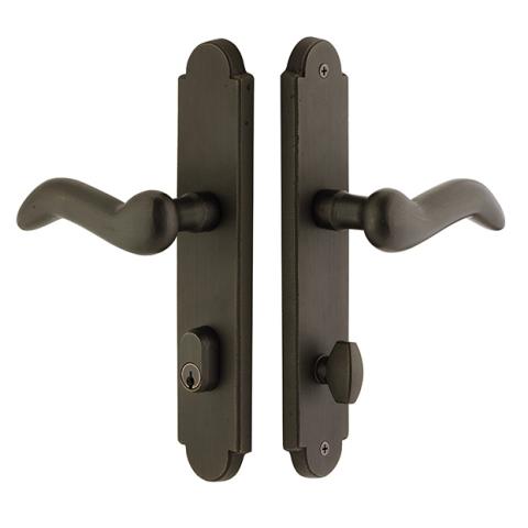 Emtek 4442 Sandcast Bronze Arched Style Stretto Narrow Trim Keyed Sideplate