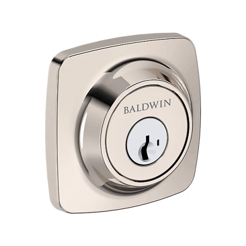 Baldwin Reserve Soft Square Deadbolt Lifetime Polished Nickel