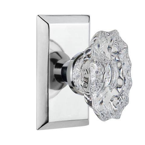 Nostalgic Warehouse Studio Plate with Chateau Crystal Knob Bright Chrome 