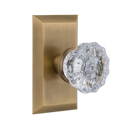 Nostalgic Warehouse Studio Plate with Crystal Knob Antique Brass 