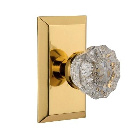 Nostalgic Warehouse Studio Plate with Crystal Knob Polished Brass 