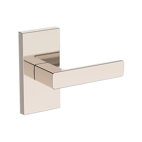 Baldwin Reserve Sharpewood Lever with Contemporary Five Inch Rose Polished Nickel