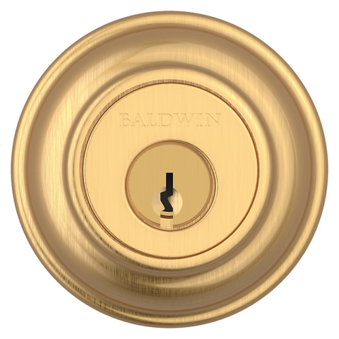 Baldwin Reserve Traditional Round Deadbolt (TRD) shown in Lifetime Satin Brass (044)