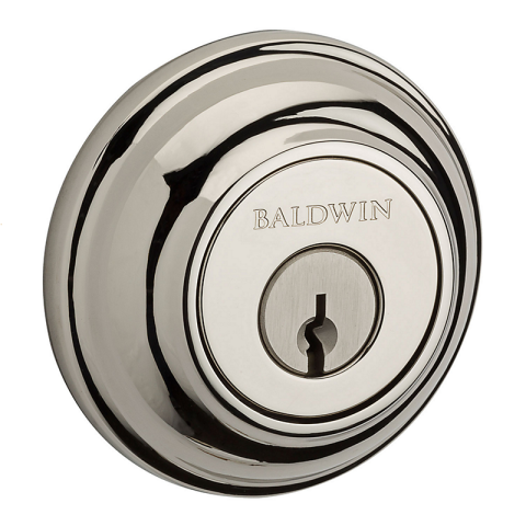 Baldwin Reserve Traditional Round Deadbolt (TRD) shown in Lifetime Polished Nickel (055)
