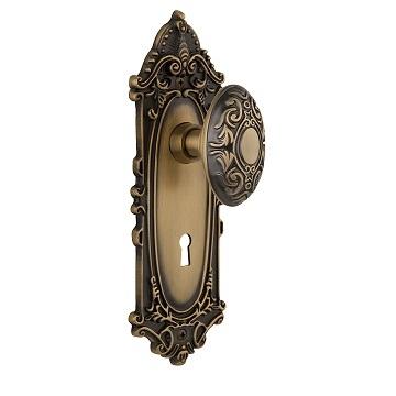 Cupboard Knobs On Decorative Backplate In Antique Brass, Door handles &  door accessories