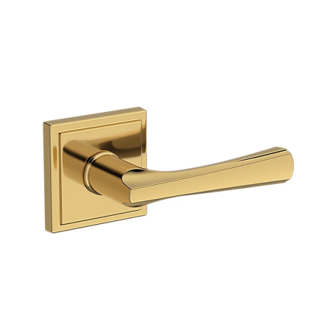 Baldwin Reserve Wyndcliff Lever with Stepped Square Rose Polished Brass