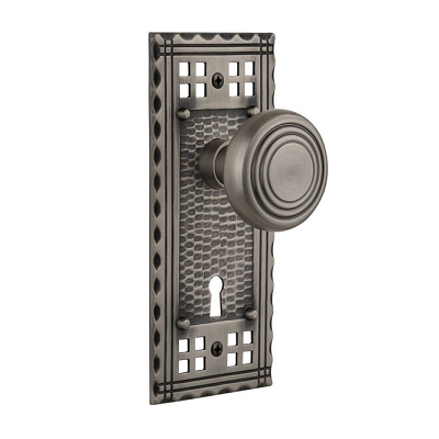 Nostalgic Warehouse Craftsman Backplate Privacy Mortise with Deco knob AP