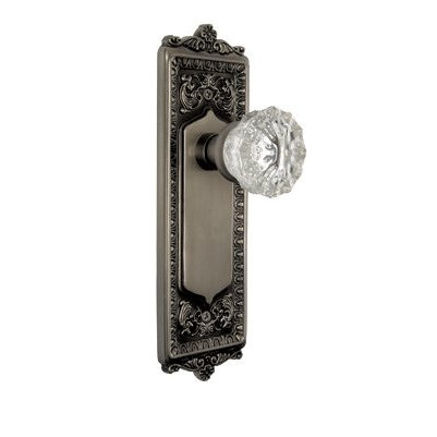 Nostalgic Warehouse Egg & Dart Backplate with Crystal Knob Antique Pewter (AP)