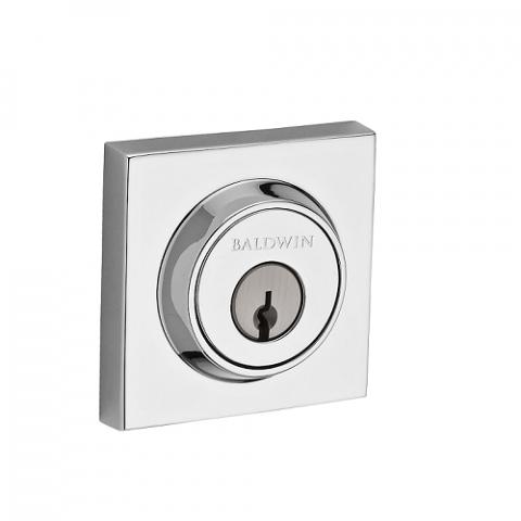Baldwin Reserve Contemporary Square Deadbolt shown in Polished Chrome (260)