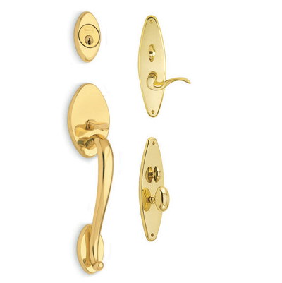 Omnia Estate Entrance Handleset Polished Brass (US3)