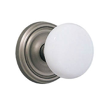 Emtek Ice White Door Knob Set with Regular Rosette in Pewter (US15A)