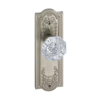 Grandeur Parthenon Backplate with Chambord knob Satin Nickel