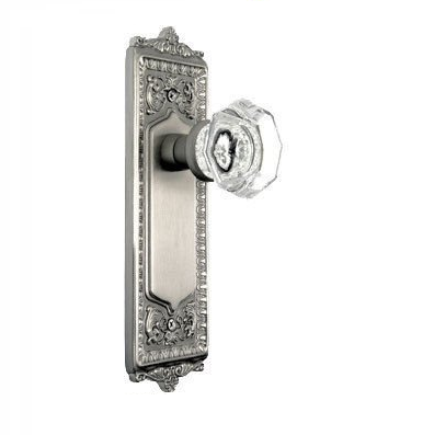 Nostalgic warehouse Egg and Dart Backplate with Waldorf Knob Satin Nickel