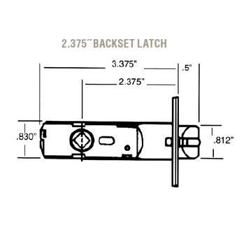 Baldwin Estate 5513 Lever Strength Passage Latch with 2-3/8" Backset Dimensions