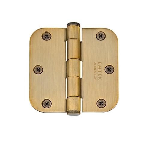 Emtek 3 1/2 radius corner residential brass hinge 