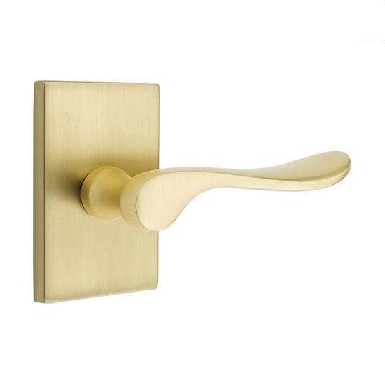 Emtek Luzern Door Lever Set with Modern Rectangular Rose Satin Brass (US4)