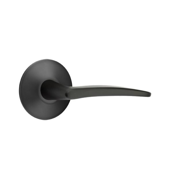 Emtek Poseidon Door Lever Set with Modern Rose Flat Black
