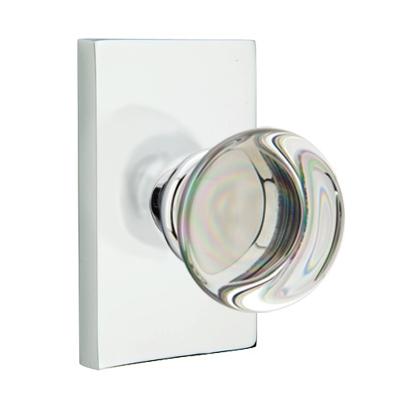 mtek Modern Providence Crystal Door Knob with Modern Rectangular Rose PC