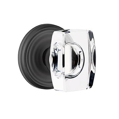 Emtek Windsor Crystal Door Knob Set Regular Rose Flat Black 