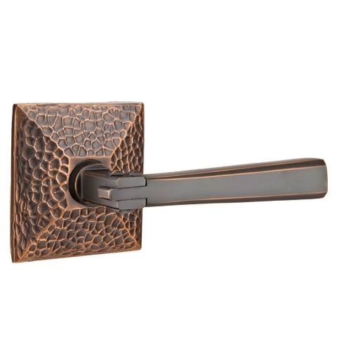 Emtek Arts & Crafts DooLever Set with Hammered Rose Oil Rubbed Bronze (US10B)