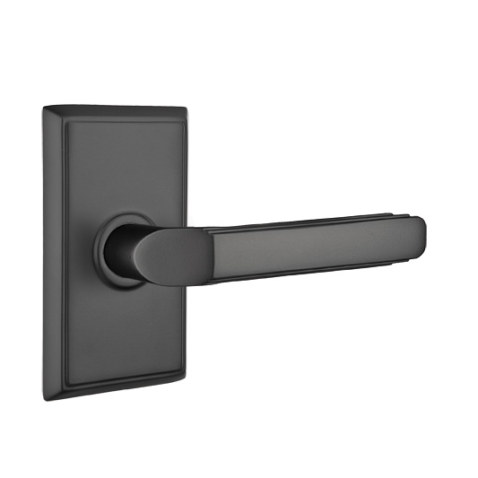 Emtek Milano Door Lever with Rectangular Rose Flat Black (US19)