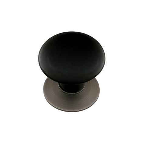 Emtek 86009,86033 Ebony Porcelain Cabinet Knob w/Pewter (US15A) Base