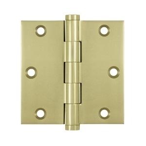 Deltana 3 1/2" x 3 1/2" Square Corner Standard Brass Hinges DSB35
