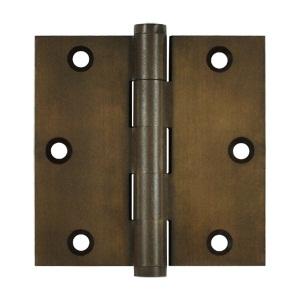 Deltana 3 1/2" x 3 1/2" Square Corner Solid Brass Distressed Hinges DSB35
