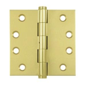 Deltana 4" x 4" Square Corner Solid Brass Hinges with Non Removable Pin DSB4N