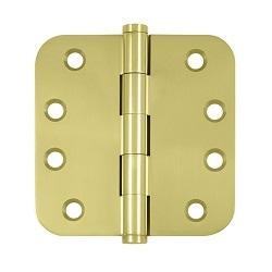 Deltana 4" x 4" Radius Corner (5/8") Residential Solid Brass Hinges DSBR5R