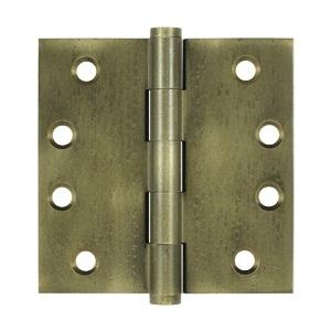 Deltana 4" x 4" Square Corner Solid Brass Distressed Hinges DSB4
