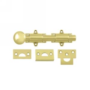 Deltana 6SB 6" Surface Bolt shown in Polished Brass (US3)