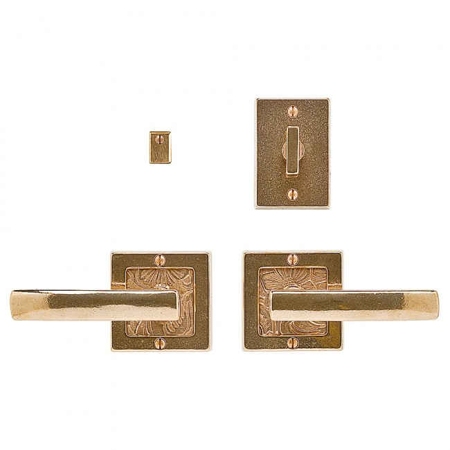 Rocky Mountain E103 Square Designer Escutcheon w/ Flower Texture Inlay
