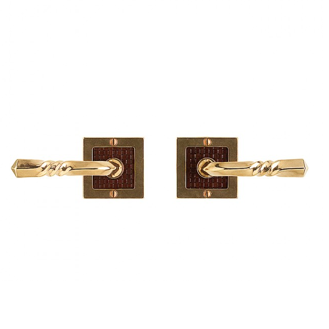 Rocky Mountain E103 Square Designer Escutcheon w/ Weave Leather inlay