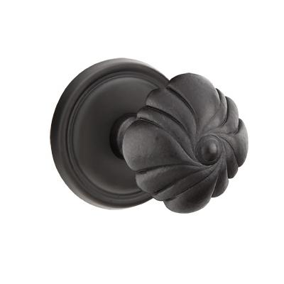 Emtek Art Nouveau Door knob w/#12 Rose Flat Black Patina (FB)