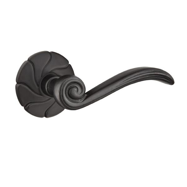 Emtek Medici Door lever with #17 Rose Flat Black Patina (FB)