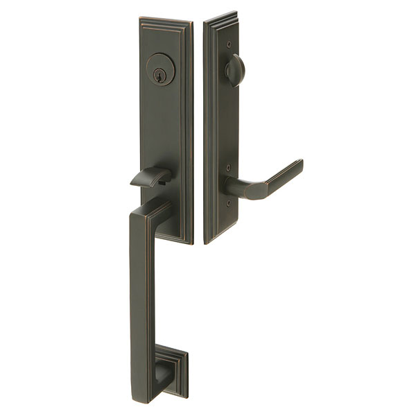 Emtek 4211 Wilshire Handleset with Milano Lever Oil Rubbed Bronze (US10B)