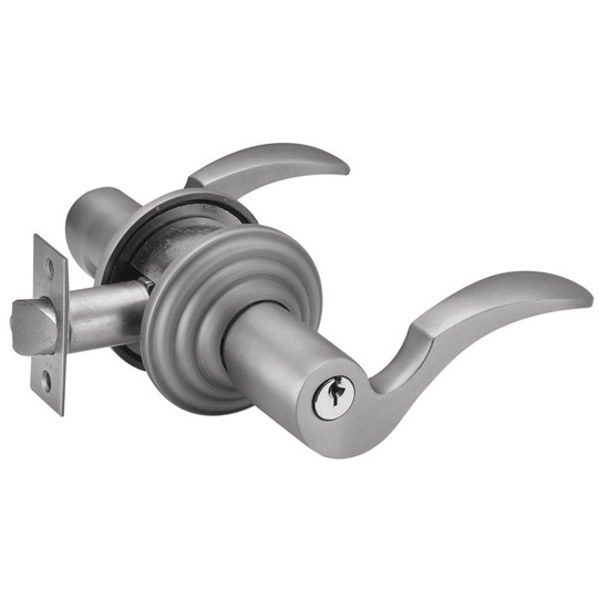 Emtek Cortina Keyed Entry Door Lever with Regular Rose Pewter (15A)
