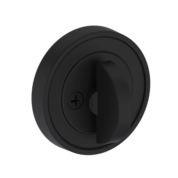 Baldwin Reserve Recessed Round Deadbolt Satin Black Inteiror