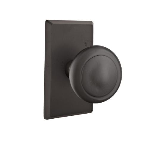 Emtek Butte Door knob with #3 Rose Flat Black Patina (FB)