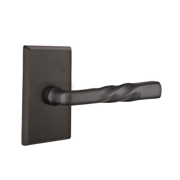 Emtek Montrose Door lever with #3 Rose Flat Black Patina (FB)