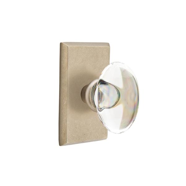 Emtek Bronze Hampton Crystal Door Knob with #3 Rose Tumbled White Bronze (TBW)