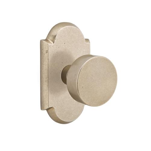 Emtek Bronze Round Door Knob with #1 Rose Tumbled White Bronze (TWB)