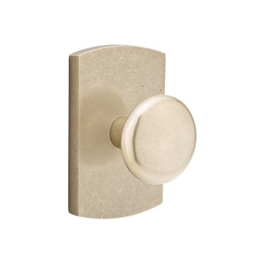 Emtek Winchester Door knob with #4 Rose Tumbled White Bronze (TWB)