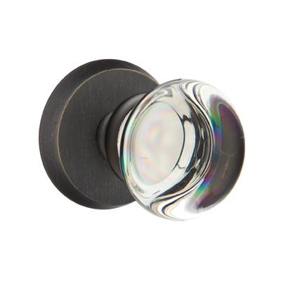 Emtek Providence Crystal Door Knob Set with #2 Rose Medium Bronze Patina (MB)