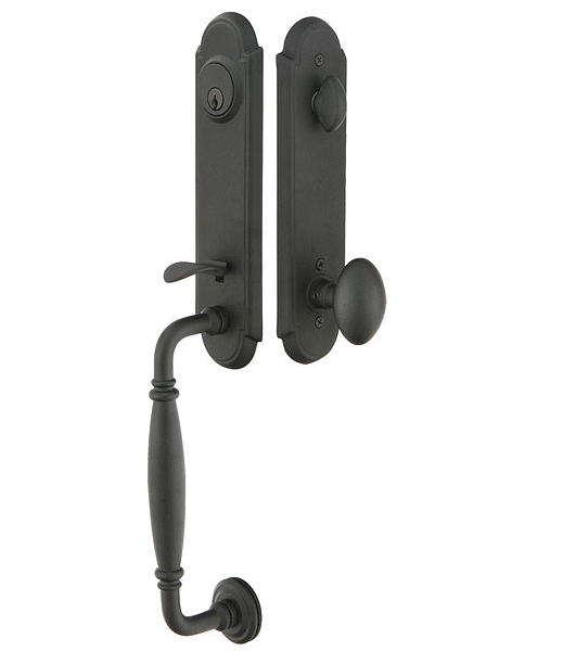 Emtek 461131 Wrought steel Monolithic w/Normandy Grip and Lever Flat Black (FB)
