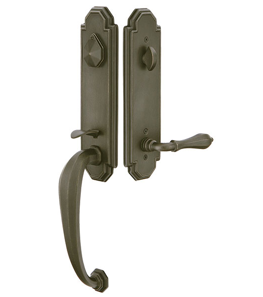 Emtek 471222 Octagon Handleset with Octagon Lever Medium Bronze Patina (MB)