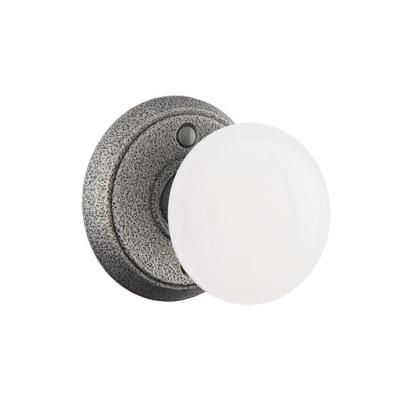 Emtek Madison Ivory Door Knob Set with #2 Rose Satin Steel 