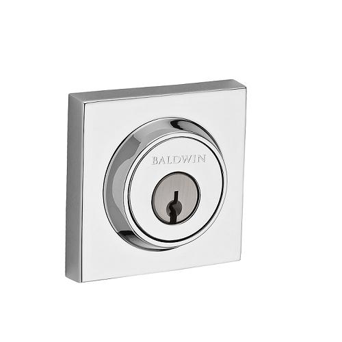 Baldwin Reserve Contemporary Square Deadbolt shown in Polished Chrome (260)