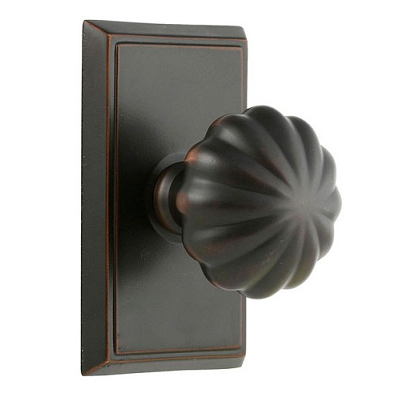 Emtek Melon Door knob with Rectangular rose Oil Rubbed Bronze (US10B)